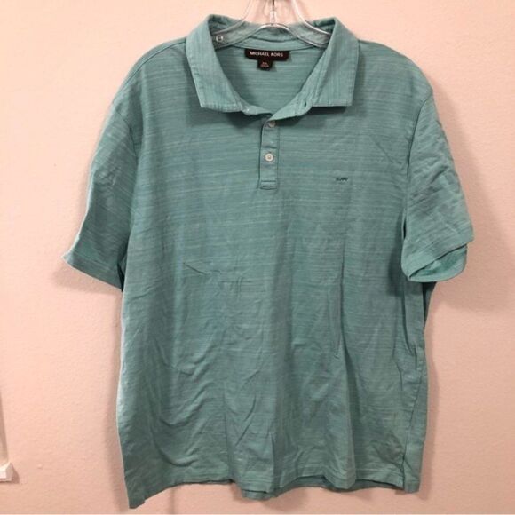 Michael Kors Men's Teal Quarter Polo button Short Sleeve Shirt - Picture 1 of 6